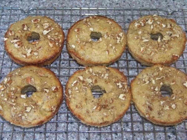 Low Carb Banana Nut Muffin "Donuts" Cooling on Rack